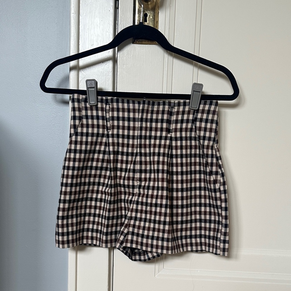 Forever 21 Black and White Checkered High Waist Shorts